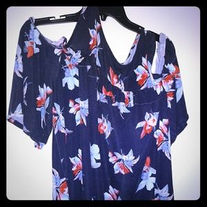 Ava&Viv cold shoulder tank with ruffle